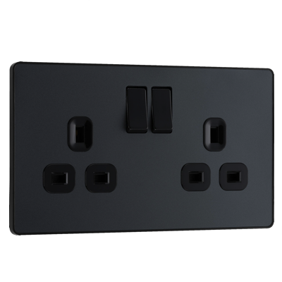 British General EVOLVE 2 X 13A Double Socket MATT BLACK